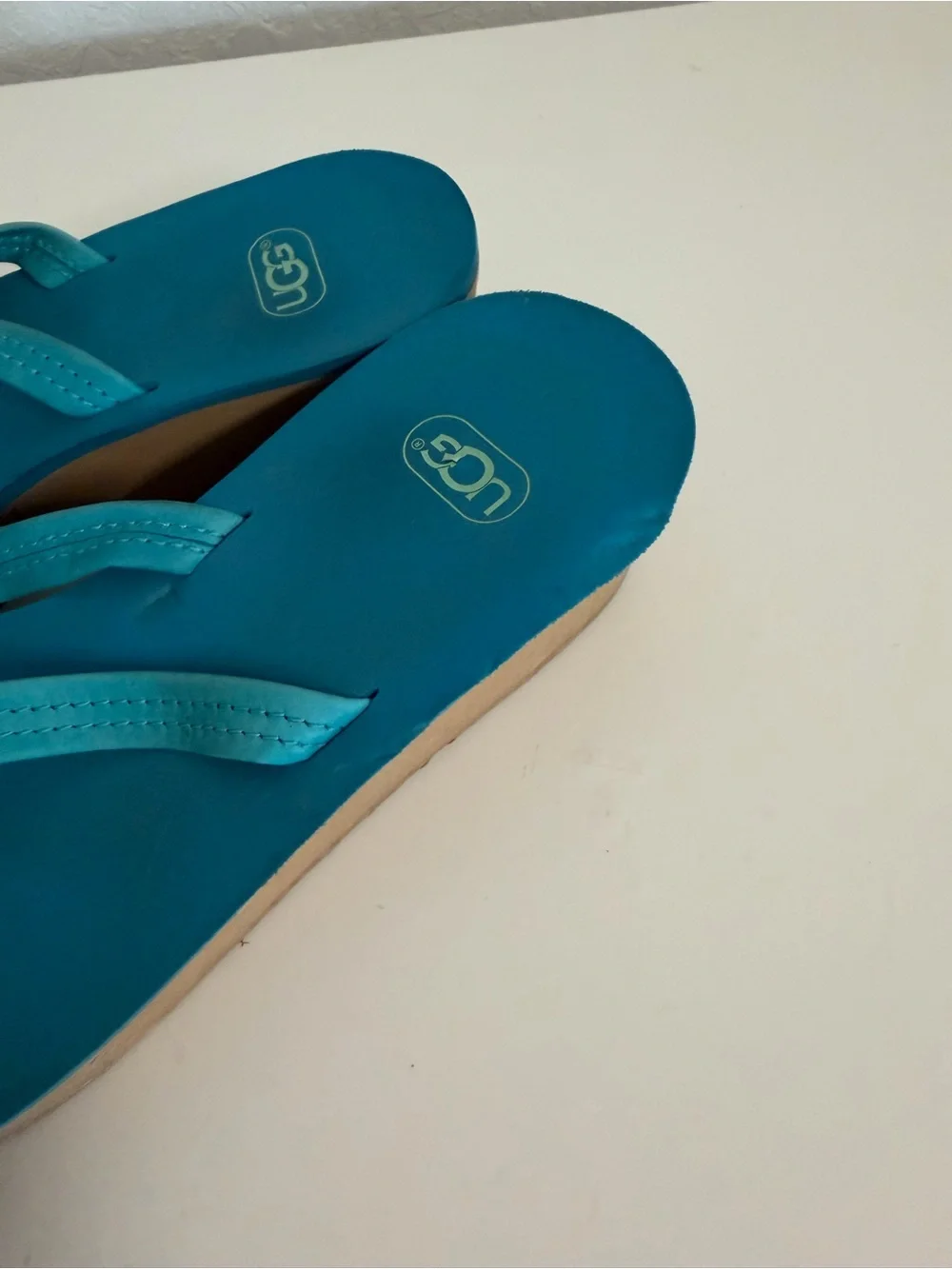 UGG | Women’s Teal and Tan Wedge Flip Flop Sandals
